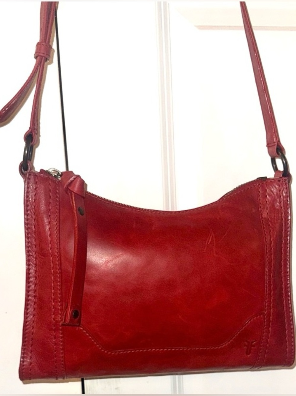 Frye Melissa Genuine Leather crossbody Purse Red - Picture 7 of 11
